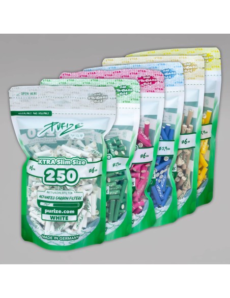 FILTRES PURIZE® XTRA SLIM 6mm - PAQUET DE 250 UNITÉS