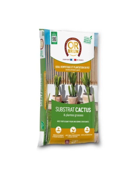 SUBSTRAT CACTUS & PLANTES GRASSES 20L - OR BRUN